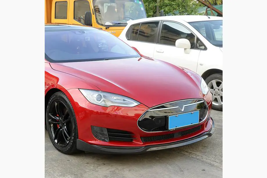 Tesla Model S 2012– Frontspoilerläpp till främre stötfångare Lip V1 (2012-2016, Carbon) Image