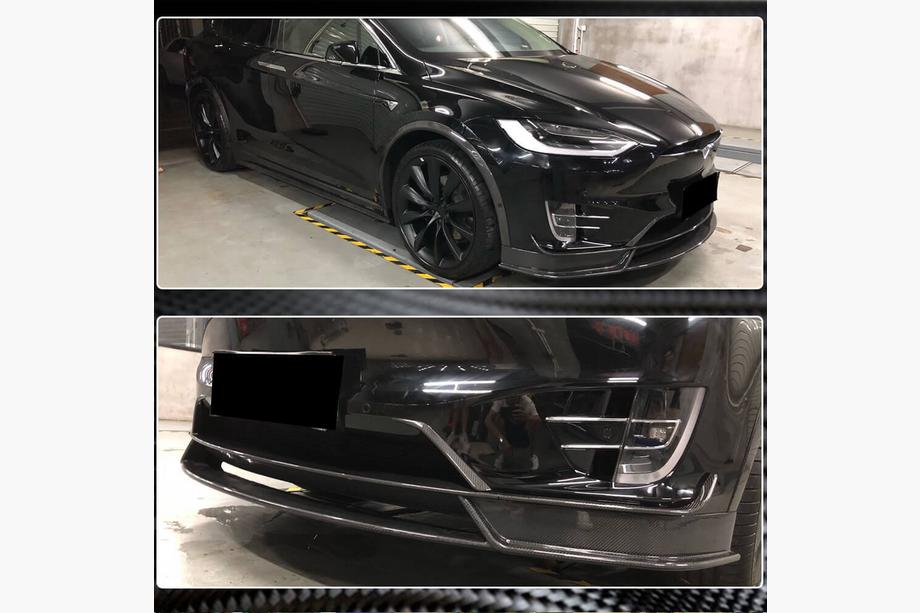 Tesla Model X 2015– Frontläpp till stötfångaren Lip (2015-2021, kolfiber) Foto 4