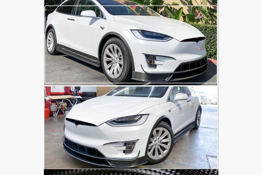 Tesla Model X 2015– Frontläpp till stötfångaren Lip (2015-2021, kolfiber) Foto 5