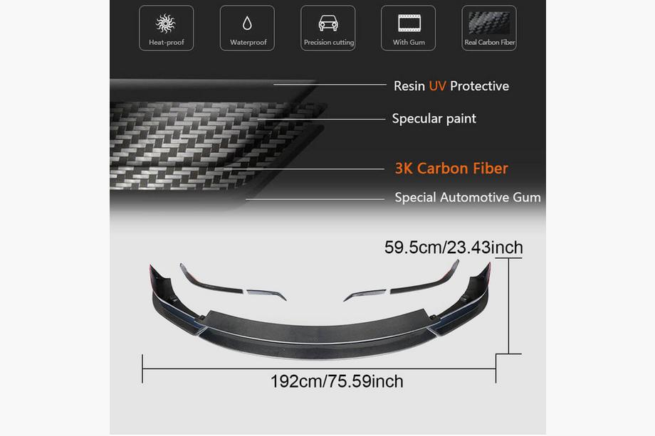 Tesla Model X 2015– Frontläpp till stötfångaren Lip (2015-2021, kolfiber) Foto 6