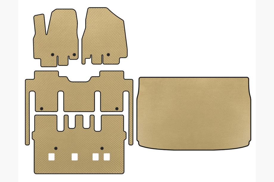 Kia Sedona 2014–2020 EVA golvmattor (komplett set, 8-sits, beige) Image