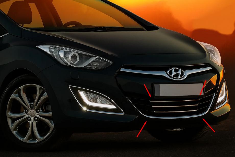 Hyundai I-30 2012–2017 Lister för nedre grill och runtom STYLE (rostfritt stål) Image