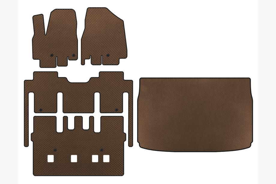 Kia Sedona 2014–2020 EVA bilmattor (komplett kupésats, 8-sits, brun) Image
