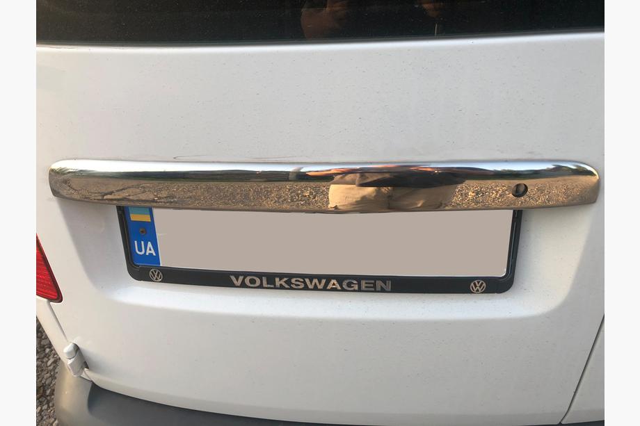 Volkswagen Caddy 2010–2015 List över registreringsskylten (2-dörrars, rostfritt) Caddy-tekst, Carmos - turkiskt rostfritt stål Foto 3