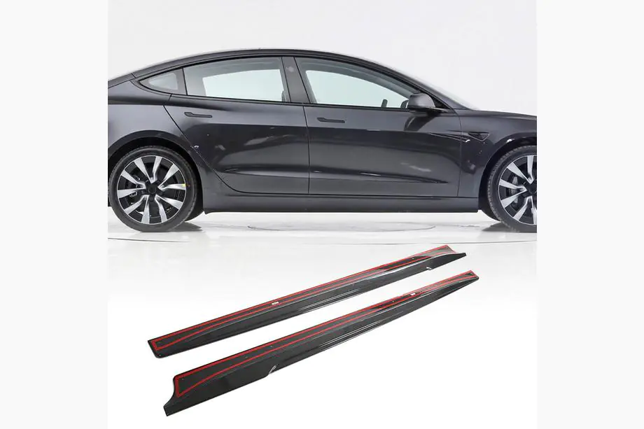 Tesla Model 3 2017– Sidoskirts V1 (2017-2023, Carbon) Foto 1