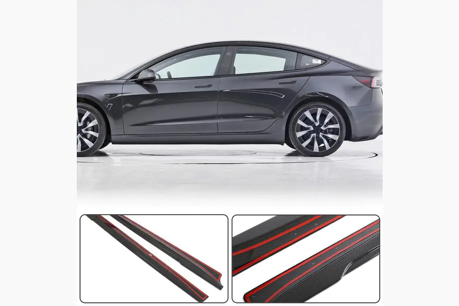 Tesla Model 3 2017– Sidoskirts V1 (2017-2023, Carbon) Foto 2