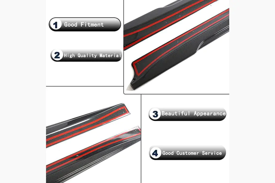 Tesla Model 3 2017– Sidoskirts V1 (2017-2023, Carbon) Foto 6