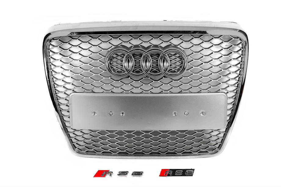 Audi A6 C6 2004–2011 Frontgrill i RS-stil (grå med krom) Image