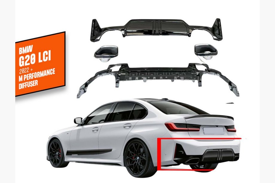 BMW 3-serien G20/G21 2018– Bakre diffuser med avgasslutstycken DPT (2022+, M-Perfomance) Image