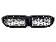 BMW 3-serien G20/G21 2018– Diamond Silver njurgrillar (2018-2022, svart kant) foto 2