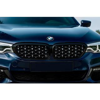 Njurgrillar Diamond Silver V1 (2017-2020, svart kant) BMW 5-serien G30/G31 2017–2023 foto 1