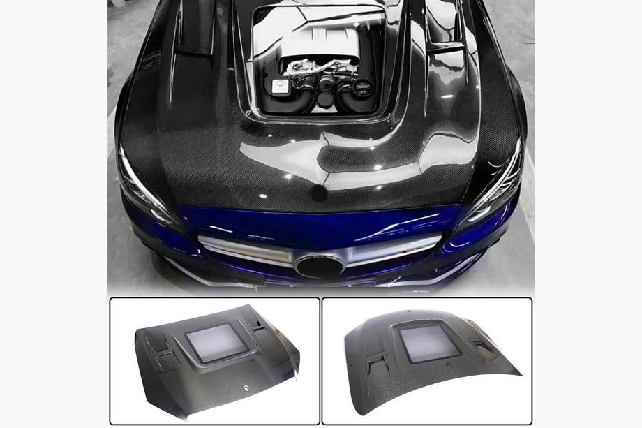 Mercedes C-class W205 2014–2021 Motorhuv V2 (kolfiber) Image