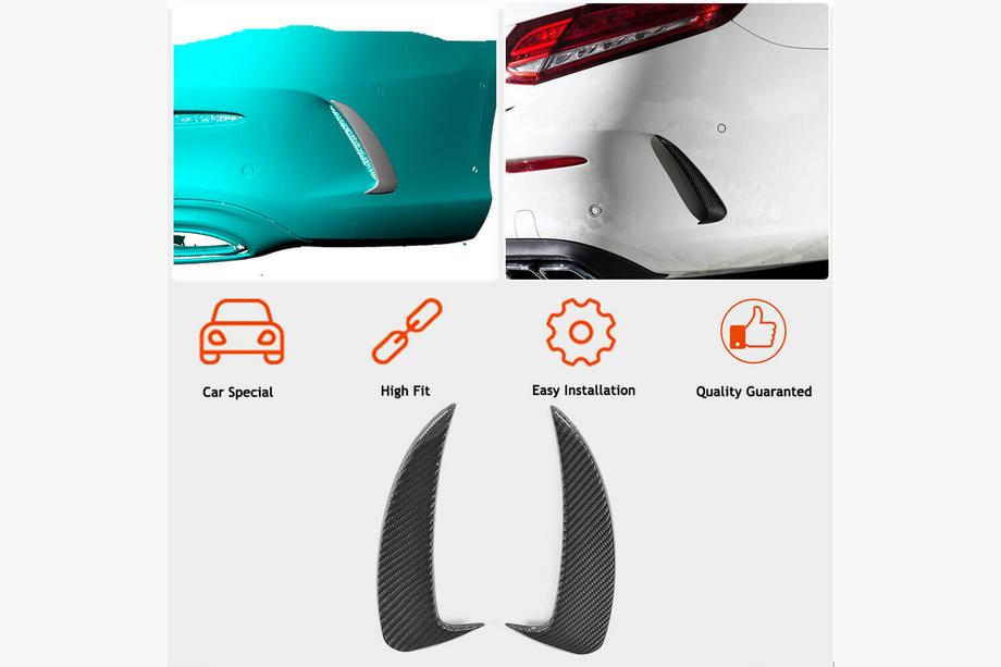 Mercedes C-class W205 2014–2021 Bakre stötfångarens diffuserinsatser V1 (för Coupé/Cabriolet Base/AMG-Line/C43 AMG 2015-2019, kolfiber) Foto 2