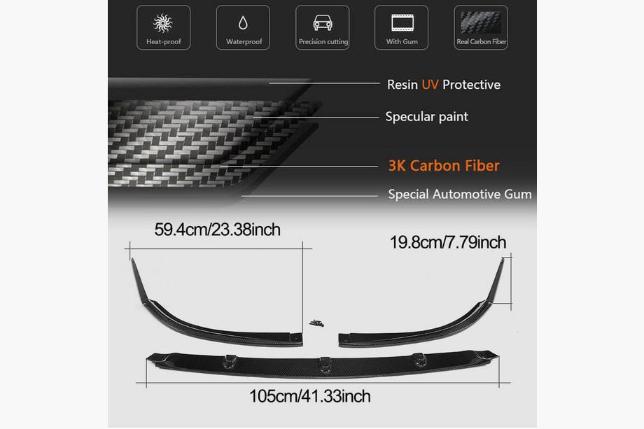 Mercedes C-class W205 2014–2021 Frontläpp Lip V1 (för coupé/cabriolet C63 AMG 2015-2019, kolfiber) Foto 4