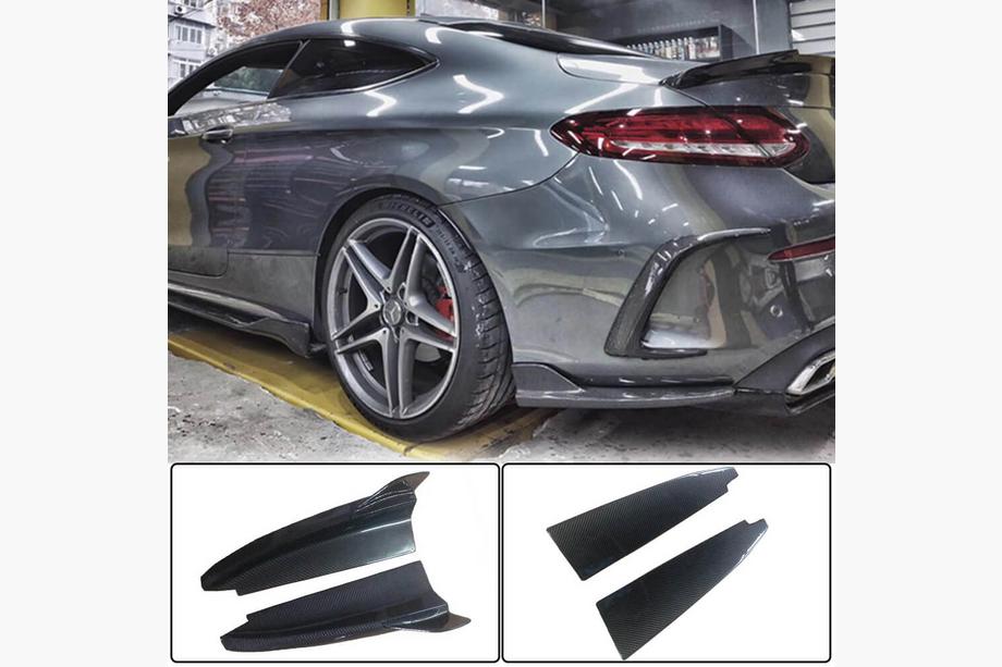 Mercedes C-class W205 2014–2021 Bakre diffuserinsatser V2 (för coupé/cabriolet AMG-Line / C43 AMG 2015-2019, kolfiber) Image
