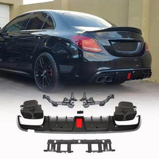 Bakre stötfångardiffusor med avgasslutrör (för SD C43 AMG 2015-2019, kolfiber) foto 1