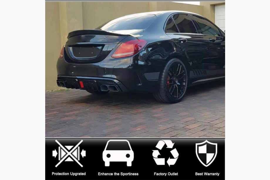 Mercedes C-class W205 2014–2021 Bakre stötfångardiffusor med avgasslutrör (för SD C43 AMG 2015-2019, kolfiber) Foto 2