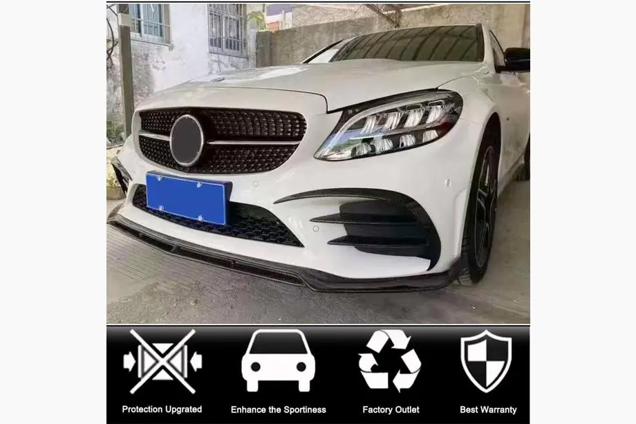 Mercedes C-class W205 2014–2021 Frontläpp till främre stötfångare (för SD AMG-Line 2015-2019, kolfiber) Foto 2
