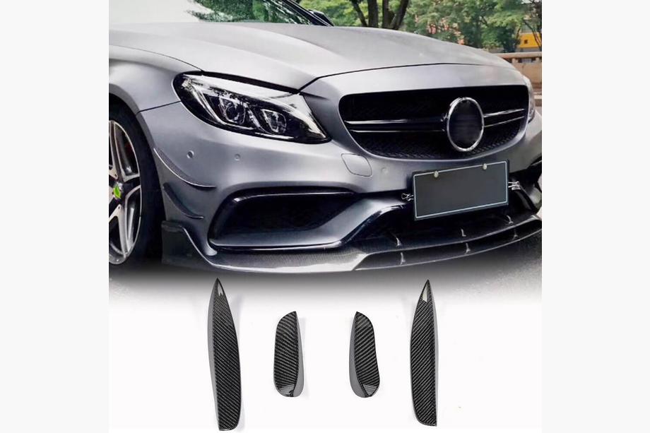 Mercedes C-class W205 2014–2021 Kolfiber frontstötfångar-läpp (för C63 AMG 2015-2019) Image