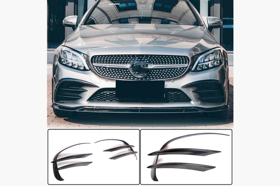 Mercedes C-class W205 2014–2021 Frontstötfångarinsatser V1 (för C43 AMG 2019-2021, kolfiber) Foto 2