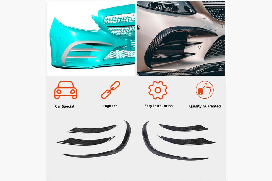 Mercedes C-class W205 2014–2021 Frontstötfångarinsatser V1 (för C43 AMG 2019-2021, kolfiber) Foto 3