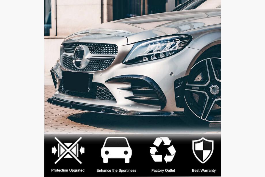 Mercedes C-class W205 2014–2021 Frontstötfångarinsatser V1 (för C43 AMG 2019-2021, kolfiber) Foto 4