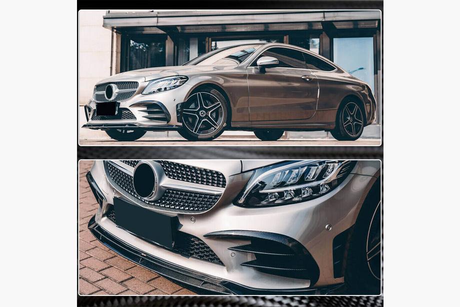 Mercedes C-class W205 2014–2021 Frontstötfångarinsatser V1 (för C43 AMG 2019-2021, kolfiber) Foto 6