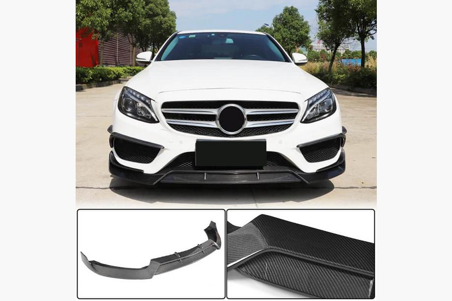 Mercedes C-class W205 2014–2021 Frontläpp till stötfångare Lip V2 (för C43 AMG 2015-2019, kolfiber) Image