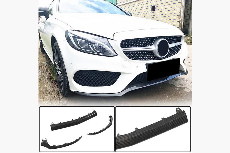Mercedes C-class W205 2014–2021 Frontläpp till stötfångare Lip V4 (för C43 AMG 2015-2019, kolfiber) Image
