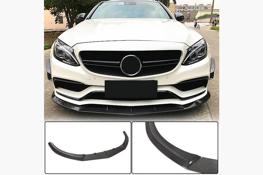 Mercedes C-class W205 2014–2021 Frontläpp Lip V1 (för SD C63 AMG 2015-2019, kolfiber) Image