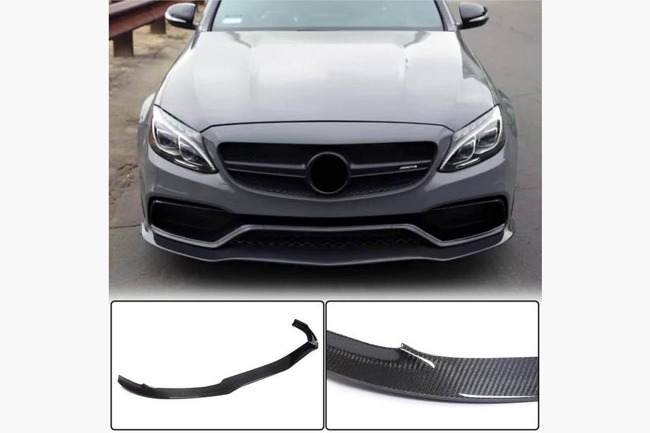 Mercedes C-class W205 2014–2021 Frontläpp till stötfångare Lip V2 (för SD C63 AMG 2015-2019, kolfiber) Image