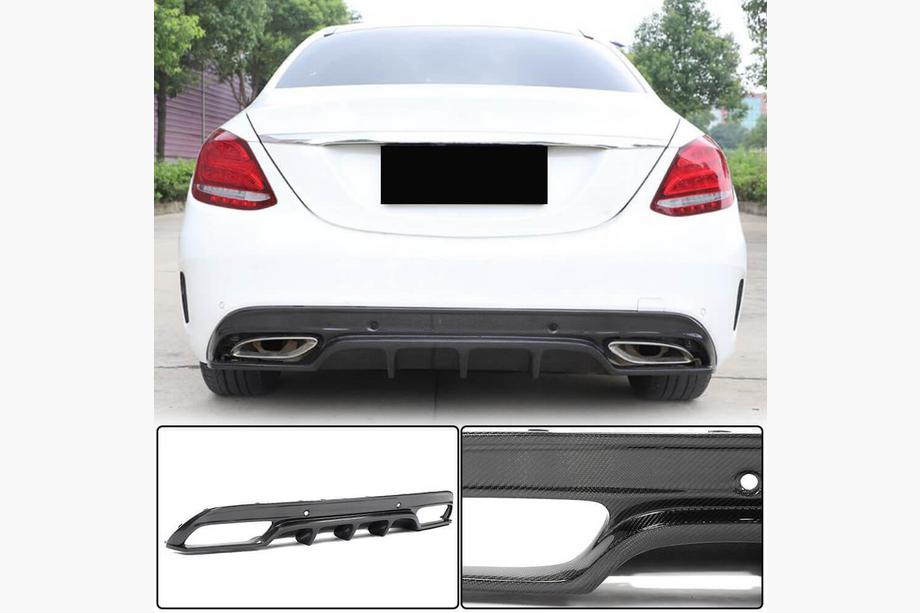 Mercedes C-class W205 2014–2021 Bakre stötfångardiffusor (för SD C43/C63 AMG 2015-2019, kolfiber) Image