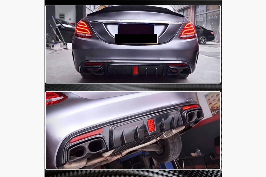 Mercedes C-class W205 2014–2021 Bakre stötfångardiffusor V2 (för SD C43/C63 AMG 2015-2019, kolfiber) Image