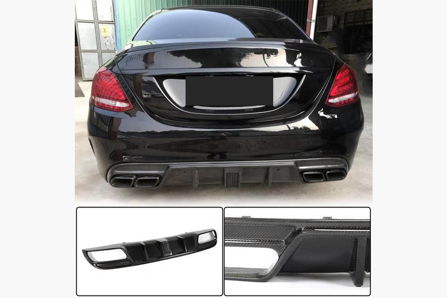 Mercedes C-class W205 2014–2021 Bakre stötfångardiffusor V3 (för SD C43/C63 AMG 2015-2019, kolfiber) Image