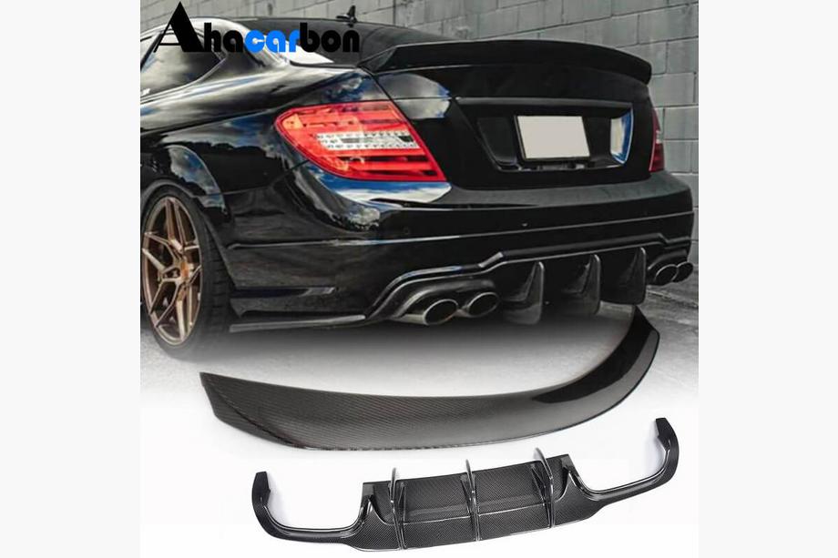 Mercedes C-klass W204 2007–2015 Bakre stötfångarspoiler med diffuser (för C63 AMG 2012-2014, kolfiber) Image