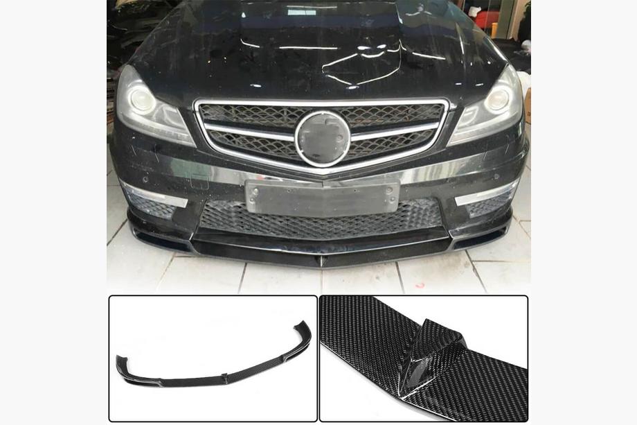 Mercedes C-klass W204 2007–2015 Frontspoilerläpp Lip V1 (för AMG 2012-2014, kolfiber) Image