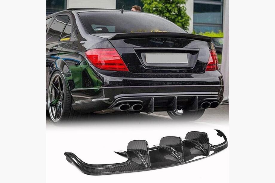 Mercedes C-klass W204 2007–2015 Bakre stötfångardiffusor V1 (för AMG SD 2008-2011, kolfiber) Foto 1