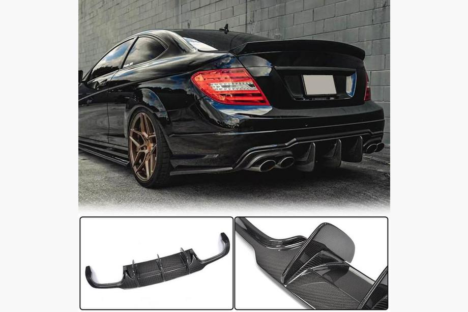 Mercedes C-klass W204 2007–2015 Bakre stötfångardiffusor V2 (för AMG SD/Coupe 2012-2014, kolfiber) Foto 1