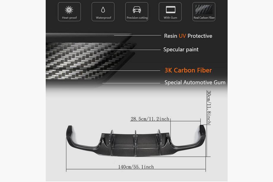 Mercedes C-klass W204 2007–2015 Bakre stötfångardiffusor V2 (för AMG SD/Coupe 2012-2014, kolfiber) Foto 5