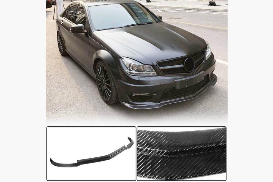 Mercedes C-klass W204 2007–2015 Frontläpp till stötfångare Lip V3 (för AMG 2012-2014, kolfiber) Image