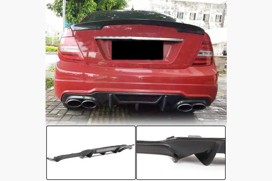 Mercedes C-klass W204 2007–2015 Bakre stötfångardiffusor V4 (för AMG SD/Coupe 2012-2014, kolfiber) Foto 1