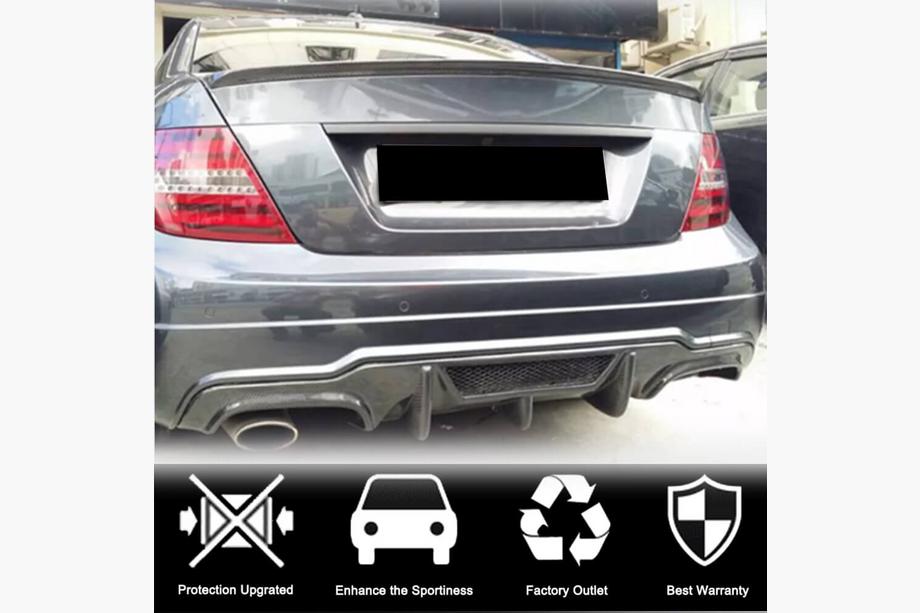 Mercedes C-klass W204 2007–2015 Bakre stötfångardiffusor V4 (för AMG SD/Coupe 2012-2014, kolfiber) Foto 2