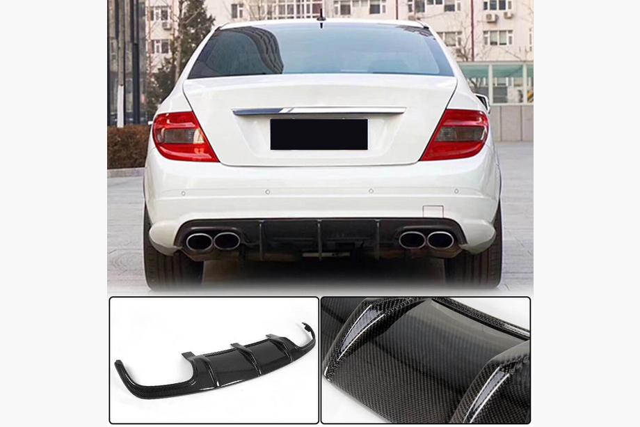 Mercedes C-klass W204 2007–2015 Bakre stötfångardiffusor V3 (för AMG SD 2008-2011, kolfiber) Image