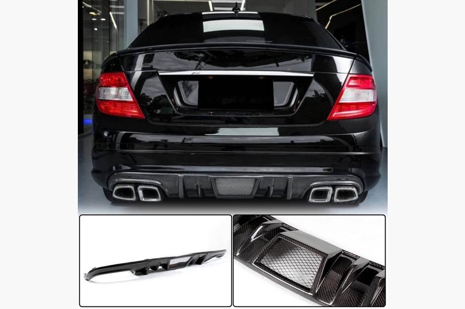 Mercedes C-klass W204 2007–2015 Bakre stötfångardiffusor V4 (för AMG SD 2008-2011, Carbon) Image