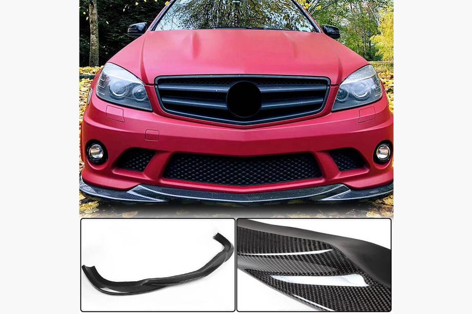 Mercedes C-klass W204 2007–2015 Frontläpp till främre stötfångare Lip V3 (för AMG 2008-2011, kolfiber) Image