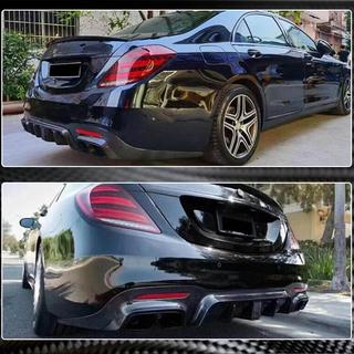 Bakre stötfångardiffusor med avgasändrör (för S63/S65 AMG 2018-2021, kolfiber) foto 3