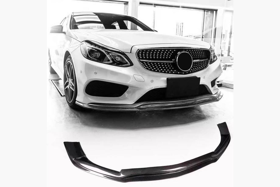 Mercedes E-class W212 2009–2016 Frontläpp till stötfångare Lip V1 (för AMG-Line 2013-2016, kolfiber) Image