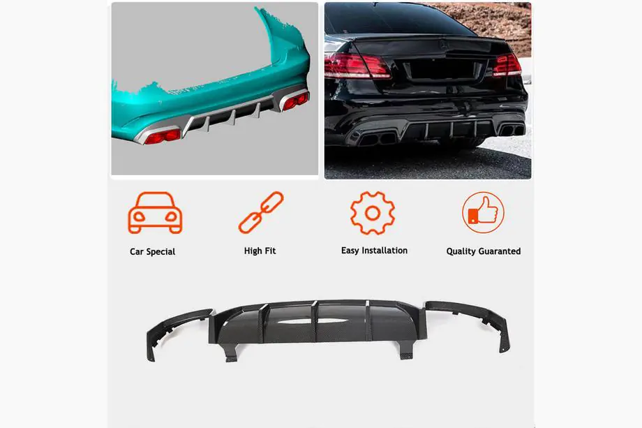 Mercedes E-class W212 2009–2016 Bakre stötfångardiffusor V1 (för E63 AMG 2013-2016, kolfiber) Foto 3