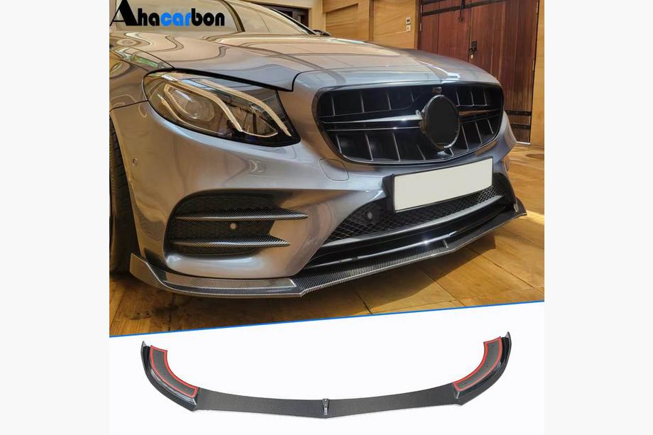 Mercedes E-klass W213 2016–2023 Frontläpp till stötfångare Lip V1 (för AMG-Line / E43 AMG 2016-2019, kolfiber) Image