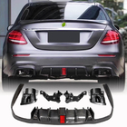 Mercedes E-klass W213 2016–2023 Bakre stötfångardiffusor med avgasutblås V2 (för AMG/AMG-Line 2016-2019, kolfiber) foto 1